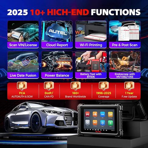 Autel MaxiSYS MS906 MAX Scanner 2025، MS906MAX 10.1" V2.0 of MS906 PRO MP900BT MS908S MK908، ترميز Pro ECU، أداة مسح ضوئي ثنائية الاتجاه، 3000+ اختبار، 40+ خدمة، جميع الأنظمة، CAN FD & DoIP، OS 10.0 in Kuwait
