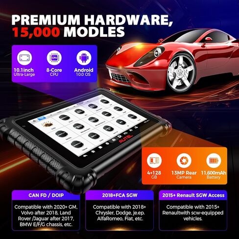 Autel MaxiSYS MS906 MAX Scanner 2025، MS906MAX 10.1" V2.0 of MS906 PRO MP900BT MS908S MK908، ترميز Pro ECU، أداة مسح ضوئي ثنائية الاتجاه، 3000+ اختبار، 40+ خدمة، جميع الأنظمة، CAN FD & DoIP، OS 10.0 in Kuwait