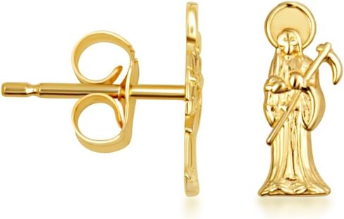 أقراط Claddagh من الذهب عيار 10 قيراط و14 قيراط أصفر سانتا مويرتي قديس الموت والحماية in Kuwait