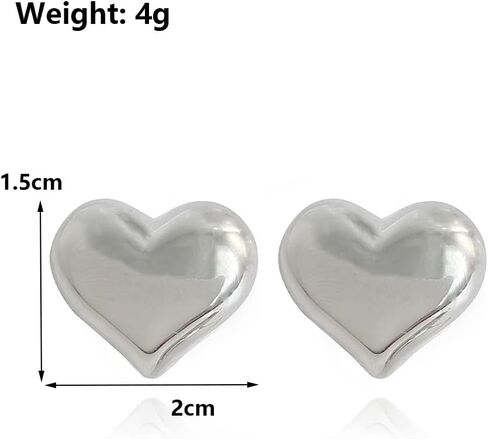 Chunky Heart Stud Statement Earrings for Women 14K Gold Personalized Puffy Love Dangle Earrings Exquisite Unique Heart Metal Earrings Charm Jewelry in Saudi Arabia