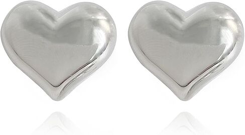 Chunky Heart Stud Statement Earrings for Women 14K Gold Personalized Puffy Love Dangle Earrings Exquisite Unique Heart Metal Earrings Charm Jewelry in Saudi Arabia