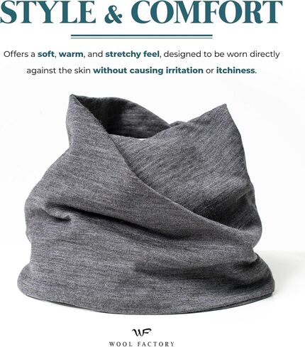 Women's Washable Wool Neck Gaiters Odor and Pilling-Resistant, Face and Neck Sleeve Protector Turban, Made in Japan in Saudi Arabia
