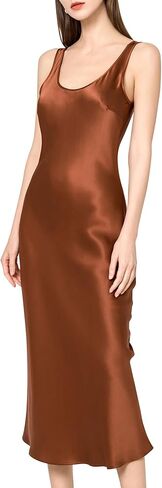 DAISYSILK 22 Momme 100% Mulberry Silk Dress with Scoop Neck Midi Silk Slip Sleeveless Dress Party Dresses for Women in Saudi Arabia