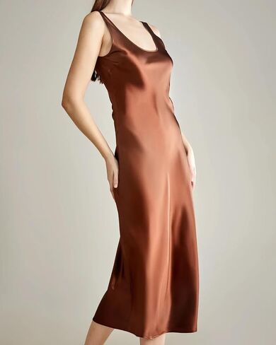 DAISYSILK 22 Momme 100% Mulberry Silk Dress with Scoop Neck Midi Silk Slip Sleeveless Dress Party Dresses for Women in Saudi Arabia
