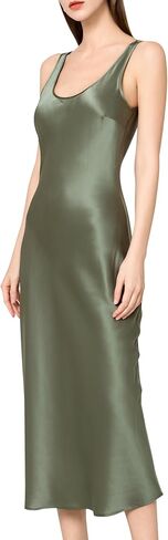 DAISYSILK 22 Momme 100% Mulberry Silk Dress with Scoop Neck Midi Silk Slip Sleeveless Dress Party Dresses for Women in Saudi Arabia