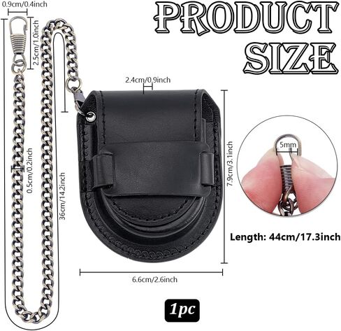 PH PandaHall ساعة الجيب حافظة ساعة السفر حقيبة ريترو ستايل ساعة منظم الحقيبة ساعة الجيب صندوق عرض بو الجلود ساعة كم غطاء ساعة حقيبة خصر صغيرة مع سلسلة للأب 3.1x2.6in in Kuwait