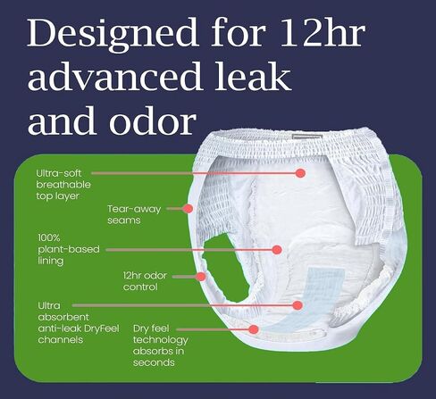 Underx Adult Disposable PullUps Incontinence Underwear - Xtreme Absorbency PullUps, Xsorb Multilayered & Superior fit Technology, Overnight Comfort, Leak Protection & Latex Free (Large,20 Count) in Saudi Arabia
