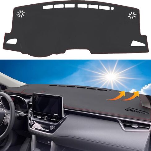 Rifoda Dash Cover Mat Fit for Toyota Corolla Cross 2022 2023 2024 2025 Leather Material Nonslip Dashboard Protector Sunshade No Glare Cover pad Red Stitching in Kuwait