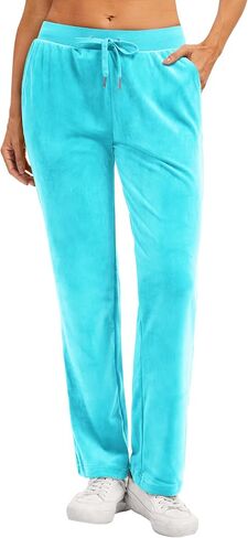 TACVASEN Women's Velour Pants Soft Velvet Sweatpants Warm Straight Leg Athletic Track Casual Lounge Joggers with Pockets in Saudi Arabia