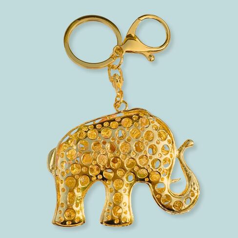 Opalescent Elephant Keychain for Women - Rhinestone Purse Charm with Gold Chain, Split Ring & Lobster Clip - 4.6" Long Bag Accessory in Saudi Arabia