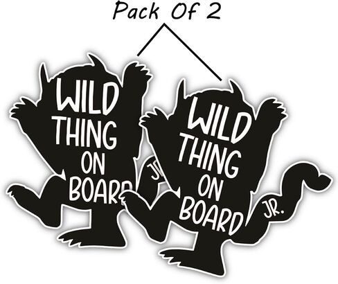 eDesign 2-Pack Wild Thing on Board Baby on Board ملصق للسيارات - 5 بوصات - ملصق طفل في السيارة للسيارات والشاحنات وسيارات الدفع الرباعي والنوافذ الممتصة للصدمات للأطفال على اللوحة in Saudi Arabia