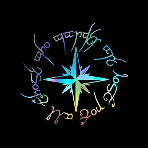 Not All Those Who Wander Compass Decal Vinyl Sticker Auto Car Truck Wall Laptop | Holographic | 5.5" x 5.5" in Saudi Arabia