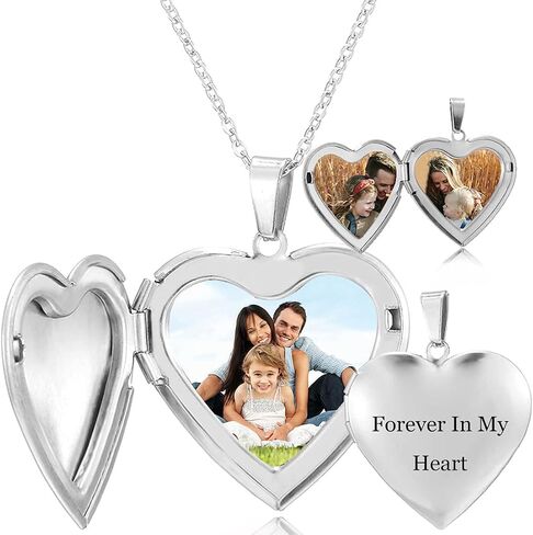 Personalized Picture Necklace for Mom Grandmother Mama Custom Photo Text Heart Necklace Engraved Any Name Customized Silicone Photo Dog Tag Stainless Steel Necklaces for Women Girl Jewelry in Kuwait