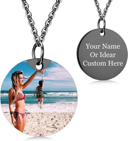 Personalized Picture Necklace for Mom Grandmother Mama Custom Photo Text Heart Necklace Engraved Any Name Customized Silicone Photo Dog Tag Stainless Steel Necklaces for Women Girl Jewelry in Kuwait