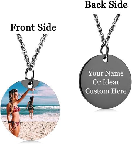 Personalized Picture Necklace for Mom Grandmother Mama Custom Photo Text Heart Necklace Engraved Any Name Customized Silicone Photo Dog Tag Stainless Steel Necklaces for Women Girl Jewelry in Kuwait