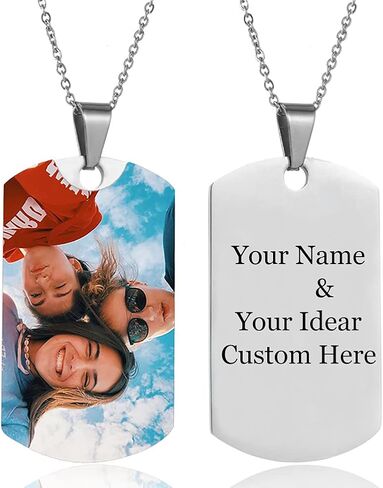Personalized Picture Necklace for Mom Grandmother Mama Custom Photo Text Heart Necklace Engraved Any Name Customized Silicone Photo Dog Tag Stainless Steel Necklaces for Women Girl Jewelry in Kuwait