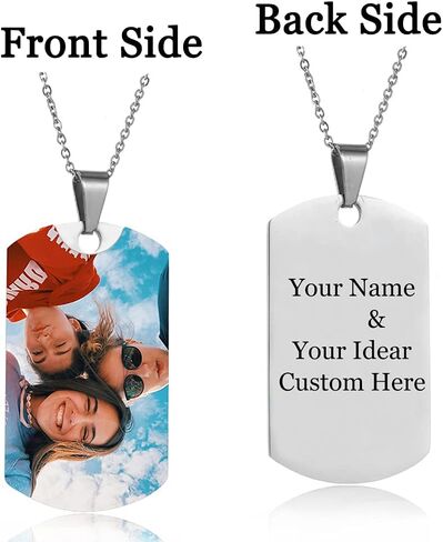Personalized Picture Necklace for Mom Grandmother Mama Custom Photo Text Heart Necklace Engraved Any Name Customized Silicone Photo Dog Tag Stainless Steel Necklaces for Women Girl Jewelry in Kuwait