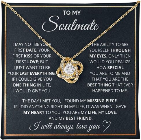 To My Soulmate Necklace, Soulmate Jewelry For Women, Wife Necklace From Husband, Necklaces For Wife, Soulmate Gifts For Her, To My Future Wife Necklace with Heartfelt Message & Elegant Box in Saudi Arabia