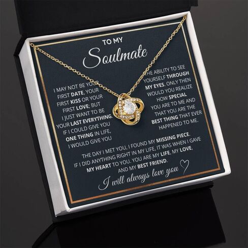 To My Soulmate Necklace, Soulmate Jewelry For Women, Wife Necklace From Husband, Necklaces For Wife, Soulmate Gifts For Her, To My Future Wife Necklace with Heartfelt Message & Elegant Box in Saudi Arabia