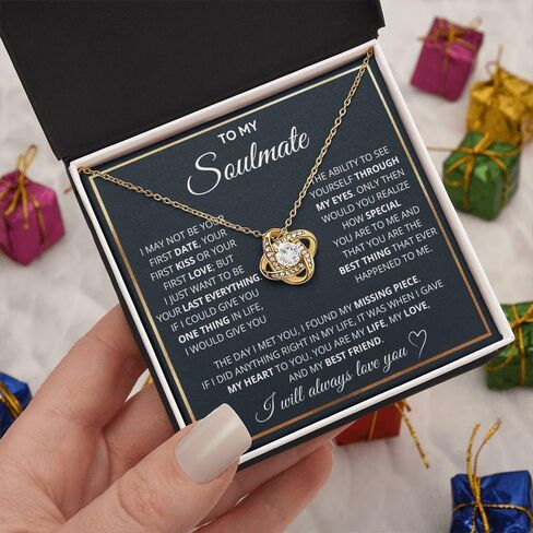 To My Soulmate Necklace, Soulmate Jewelry For Women, Wife Necklace From Husband, Necklaces For Wife, Soulmate Gifts For Her, To My Future Wife Necklace with Heartfelt Message & Elegant Box in Saudi Arabia