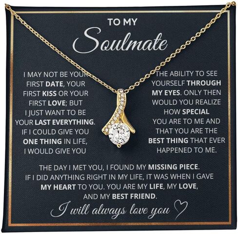 To My Soulmate Necklace, Soulmate Jewelry For Women, Wife Necklace From Husband, Necklaces For Wife, Soulmate Gifts For Her, To My Future Wife Necklace with Heartfelt Message & Elegant Box in Saudi Arabia