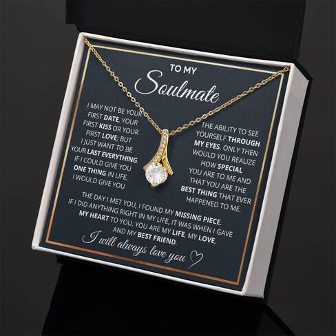 To My Soulmate Necklace, Soulmate Jewelry For Women, Wife Necklace From Husband, Necklaces For Wife, Soulmate Gifts For Her, To My Future Wife Necklace with Heartfelt Message & Elegant Box in Saudi Arabia