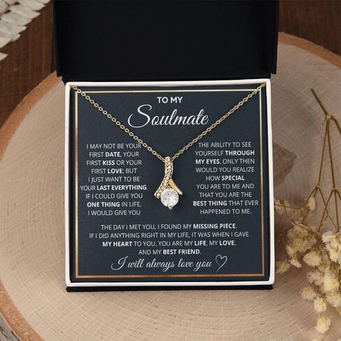 To My Soulmate Necklace, Soulmate Jewelry For Women, Wife Necklace From Husband, Necklaces For Wife, Soulmate Gifts For Her, To My Future Wife Necklace with Heartfelt Message & Elegant Box in Saudi Arabia