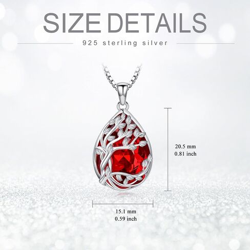 TOUPOP Tree of Life Birthstone Necklace 925 Sterling Silver Family Tree Crystal Pendant Birthday Jewelry Christmas Gifts for Women Her in Saudi Arabia