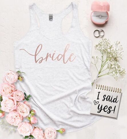 Rose Gold Bridal Party Tri-Blend Women's Racerback Tank Top - Bridesmaid Gift in Saudi Arabia
