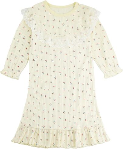 KISBINI الفتيات الصغيرات القطن قمصان النوم الفراولة طويلة الأكمام الأميرة بيجامة فستان لطيف للفتيات in Kuwait