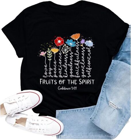 تي شيرت نسائي مسيحي Fruits of The Spirit تي شيرت ملهم بآية من الكتاب المقدس in Kuwait