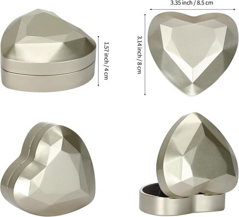 LETURE Heart Shaped Wedding Ring Gift Box with LED Light, Double Ring Boxes with 2Slots for Engagement Proposal Ceremony, Small Jewelry Holder Display Case for Women Girl (Black) in Saudi Arabia