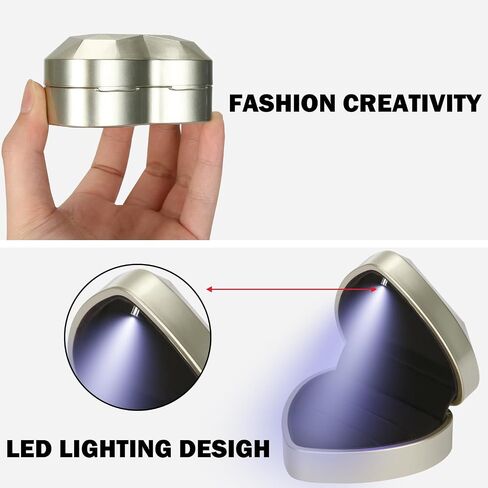 LETURE Heart Shaped Wedding Ring Gift Box with LED Light, Double Ring Boxes with 2Slots for Engagement Proposal Ceremony, Small Jewelry Holder Display Case for Women Girl (Black) in Saudi Arabia