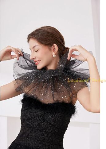 LoudSung Colorful Exaggerated Clown Puff Collar Shawl Mesh Neck Ornament Stage Performance Accessories in Saudi Arabia