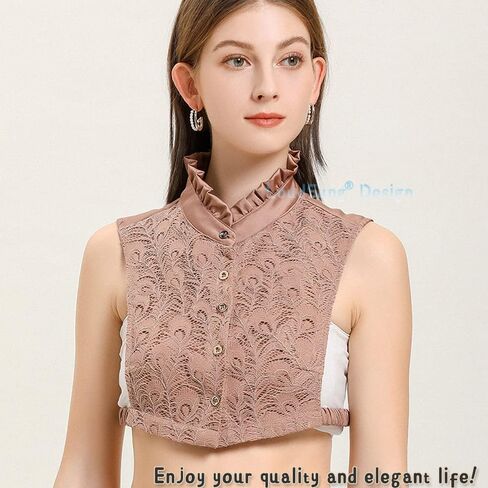 LoudSung Fake Collar Detachable Half Shirt Blouse Elegant False Collar for Women Girls in Saudi Arabia