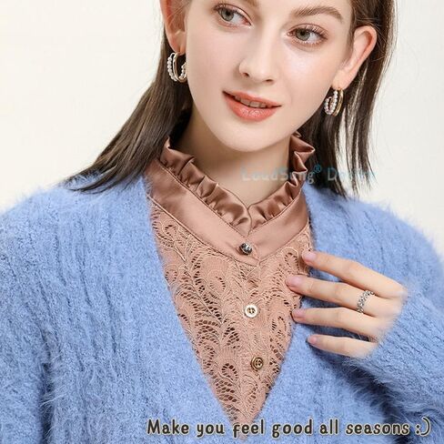 LoudSung Fake Collar Detachable Half Shirt Blouse Elegant False Collar for Women Girls in Saudi Arabia