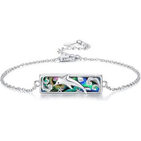 Mermaid Tai Bracelet S925 Sterling Silver Wave Mermaid Tail Bracelet Cubic Zirconia Starfish Bracelet Nautical Hawaiian Anklet Bracelet Jewelry Gifts for Women in Kuwait