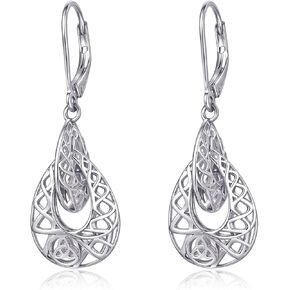 Celtic Earrings Sterling Silver Religious Irish Celtic Knot Teardrop Dangles Jewelry Baptism Gifts for Women Wife Friends in Kuwait