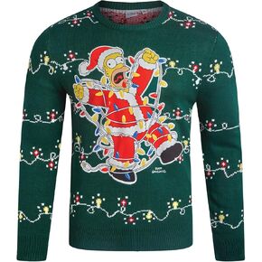 The Simpsons Men's Ugly Christmas Sweater - Homer Simpson Crewneck Pullover Sweatshirt - Cute Holiday Sweaters for Men (S-XL) in Kuwait