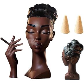 Elegant Head Incense Black Woman Burner - Stylish Incense Holder Black Women for Modern Home Decor - Unique Gifts for Christmas Stylish Living Spaces (Model A, 9.8in) in Saudi Arabia
