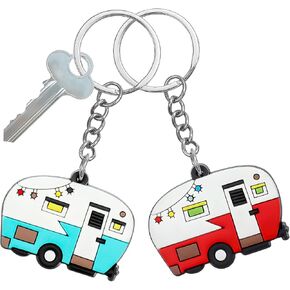 2 Pcs RV Camper Keychain, Camper Keyring Accessories Trailers Retro Camping Car Keychain for Camping Decor RV Travel Trip Souvenirs in Saudi Arabia