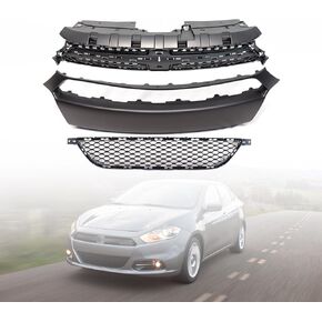 3PCS Front Bumper Molding & Upper & Lower Grille Set Compatible With 2013 2014 2015 2016 Do-dge Dart,1UT51TZZAA, 68081408AE, 68081409AA in Kuwait