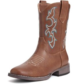 vodvob Kids Cowboy Boots for Girls & Boys, Mid-Calf Embroidered Western Boots with Square Toe, Easy-On Side Zipper (Toddler/Little Kid/Big Kid) in Kuwait