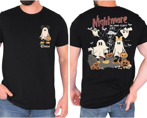 Customized Cartoon Couple Halloween Shirt, Spooky Theme Park Trip Tee, Nightmare On The Main Street T-Shirt, Vintage Pumpkin Halloween Tee in Saudi Arabia