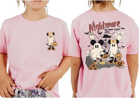 Customized Cartoon Couple Halloween Shirt, Spooky Theme Park Trip Tee, Nightmare On The Main Street T-Shirt, Vintage Pumpkin Halloween Tee in Saudi Arabia