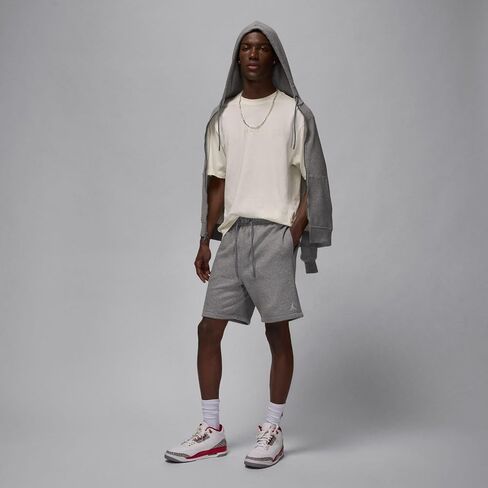 Jordan Brooklyn Fleece Men's Shorts (Shown: Carbon Heather/White, FV7285-091) Size Medium in Saudi Arabia