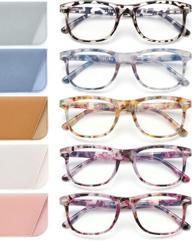 5 Pack Reading Glasses For Women - Stylish Blue Light Blocking Readers -Womens Men Spring Hinge Eyeglasses (2.00) in Kuwait