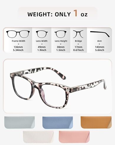 5 Pack Reading Glasses For Women - Stylish Blue Light Blocking Readers -Womens Men Spring Hinge Eyeglasses (2.00) in Kuwait
