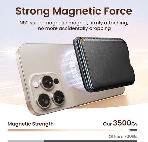 محفظة مغناطيسية لـ iPhone 16/15/14/13/12 سلسلة | حامل بطاقة المغناطيس N52 مع حظر RFID | ملحق محفظة الهاتف النحيف من الجلد (ثلج أبيض) in Kuwait