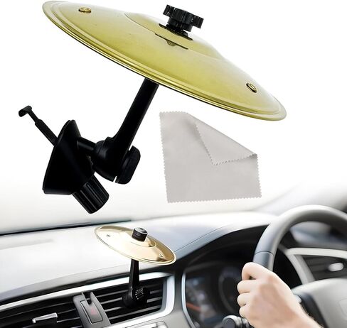 Car Cymbal Air Vent Decor - Alloy Steel Drum with Anti-Fall Clip, 360° Swivel Head, Black & Gold Finish, Anti-Rattle Design & Cleaning Cloth Included (1 Pack) in Saudi Arabia